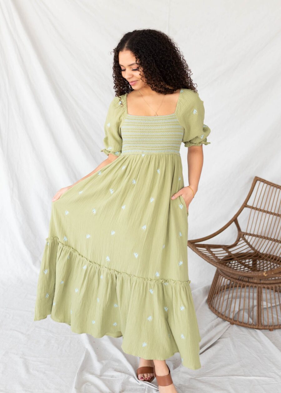 AlettaGreenFloralEmbroideredDress4.jpg Aletta Green Floral Embroidered Dress