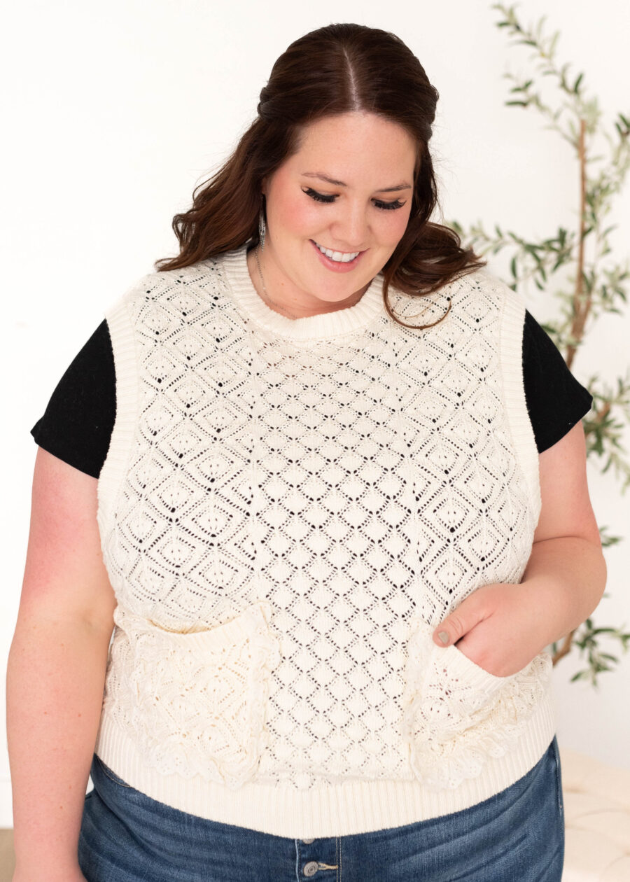 Amiah Cream Knit Sweater Vest