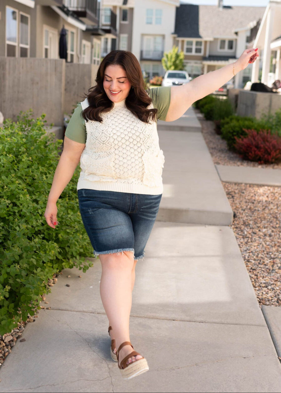Amiah Cream Knit Sweater Vest