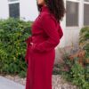 Anne Burgundy Button Up Dress