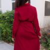 Anne Burgundy Button Up Dress