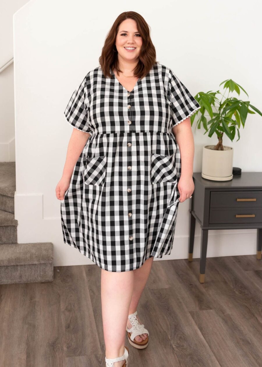 ArelieBlackGinghamButtonDress_DSC8363.jpg Arelie Black Gingham Button Dress