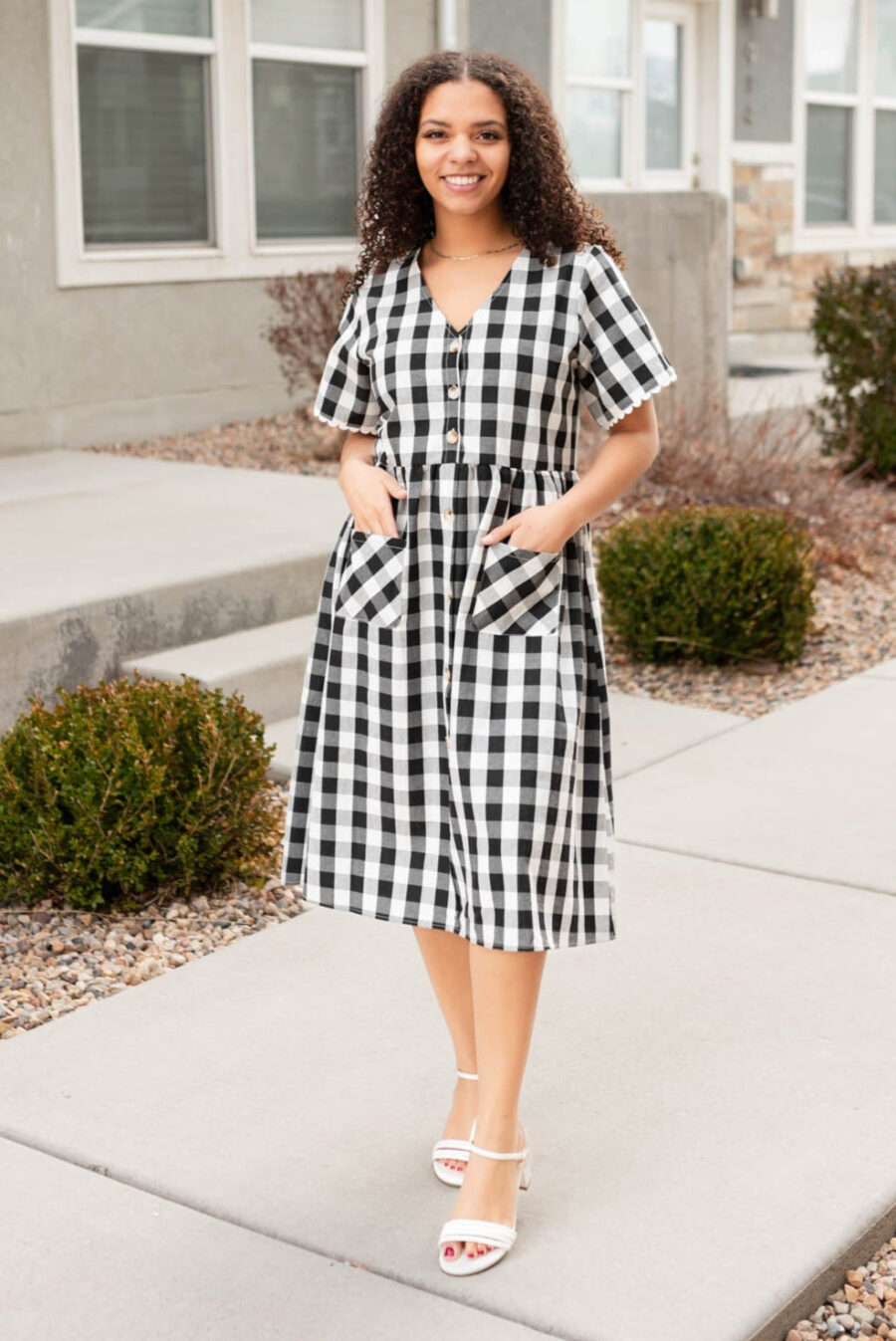 ArelieBlackGinghamButtonDress_DSC8495.jpg Arelie Black Gingham Button Dress