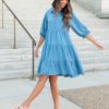 Ava Blue Tiered Dress