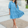 Ava Blue Tiered Dress
