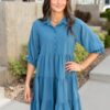 Ava Blue Tiered Dress