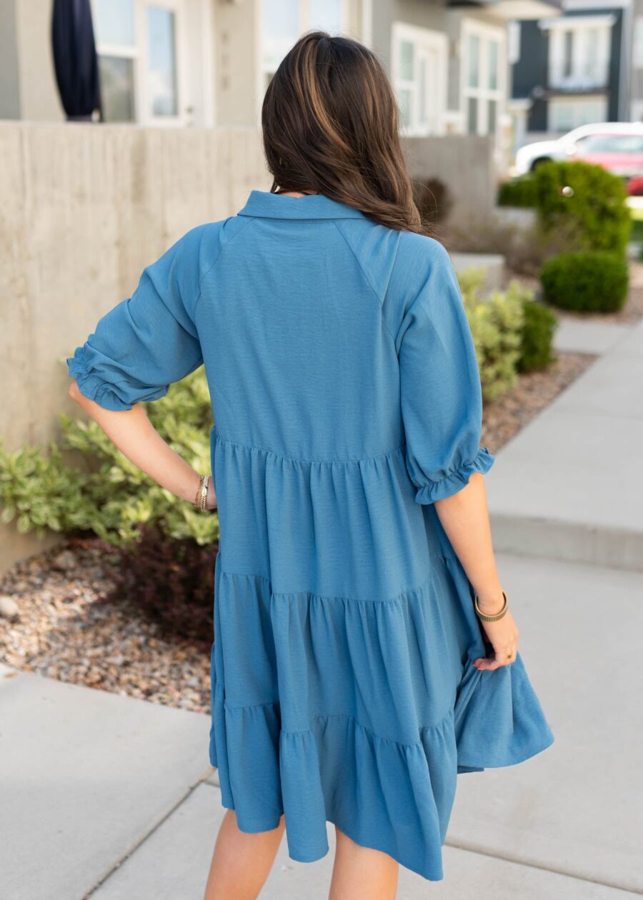 Ava Blue Tiered Dress