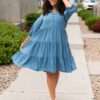 Ava Blue Tiered Dress