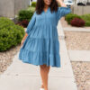 Ava Blue Tiered Dress