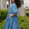 Ava Blue Tiered Dress