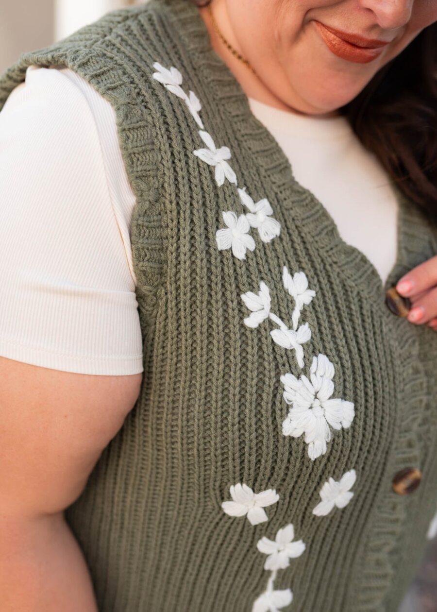 AzaleaOliveFloralSweaterVest_DSC0759.jpg Azalea Olive Floral Sweater Vest