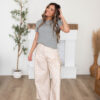 Blaire Grey Scallop Top