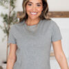 Blaire Grey Scallop Top