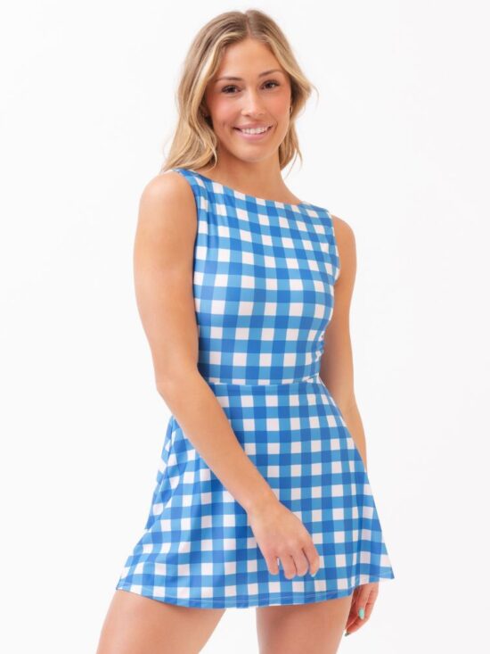 Blue Gingham Swim Dress
