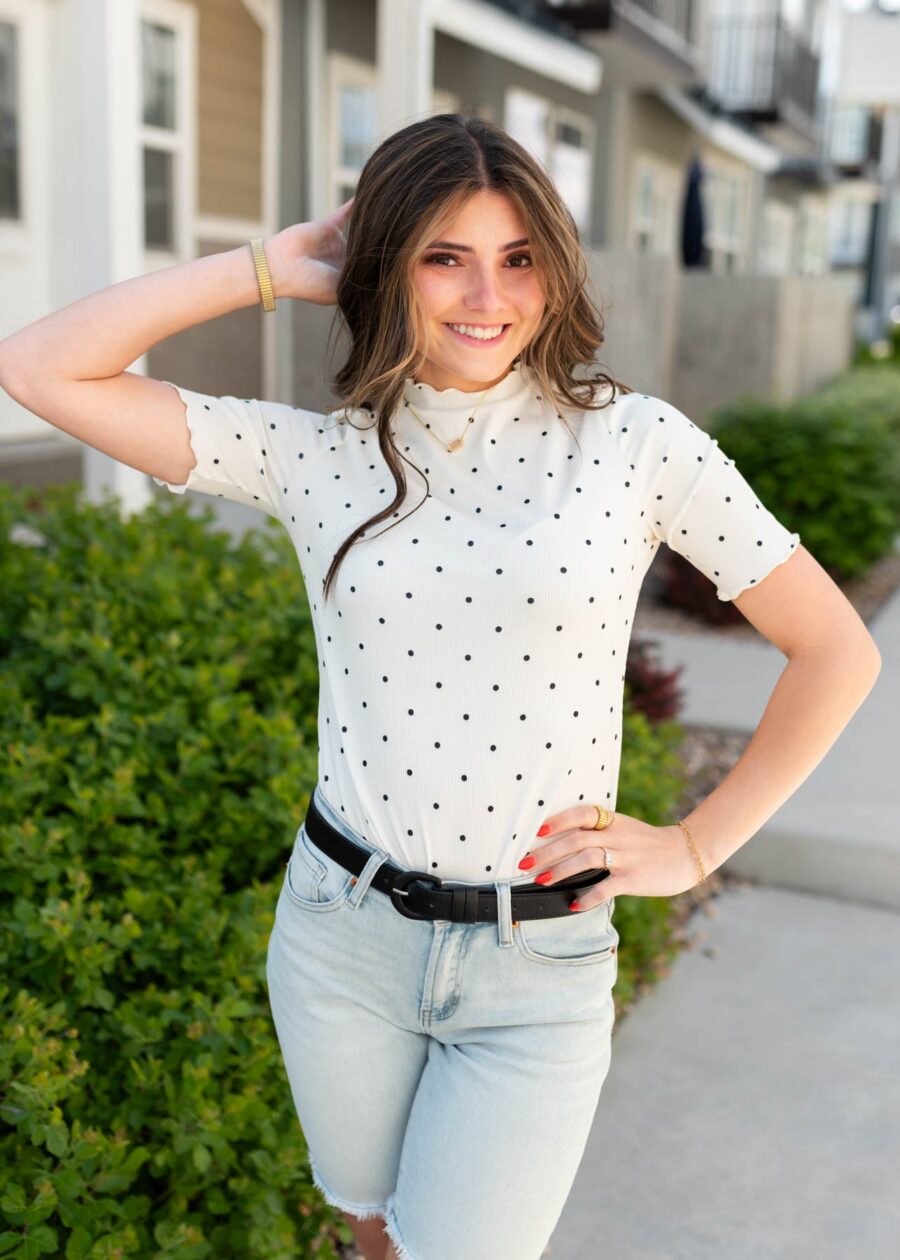 BrendieCreamPolkaDotRibbedTop_DSC2537.jpg Brendie Cream Polka Dot Ribbed Top