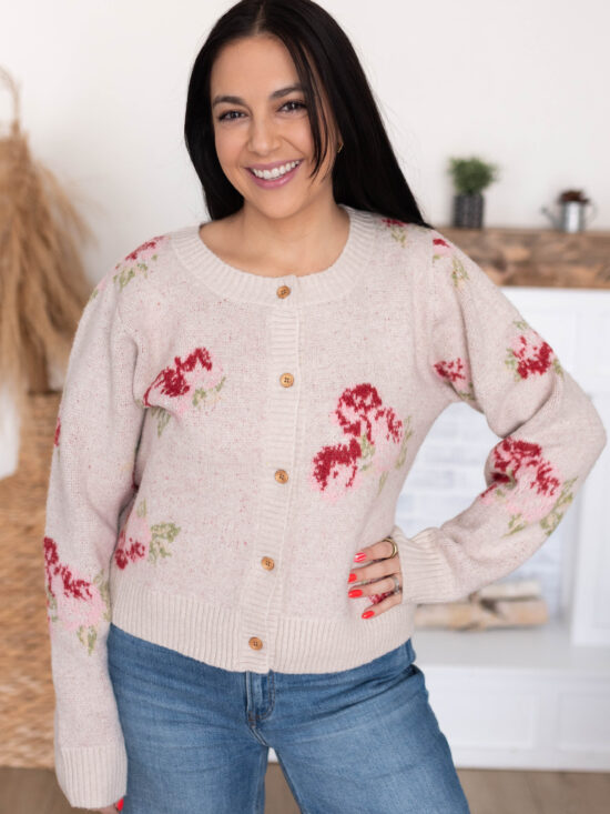 Briana Cream Floral Cardigan