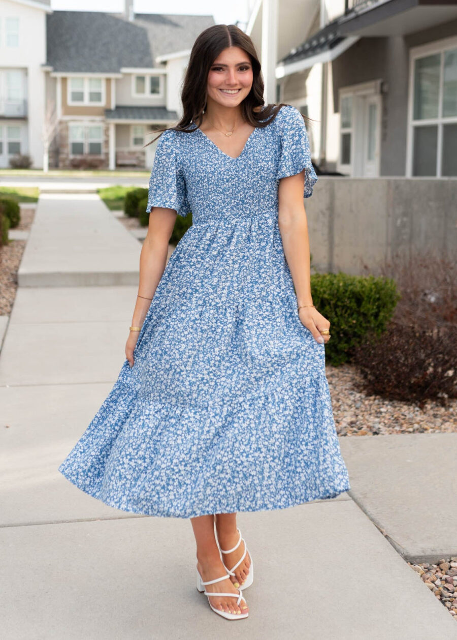 MilaBlueSmockedFloralDress_DSC7843.jpg Mila Blue Smocked Floral Dress