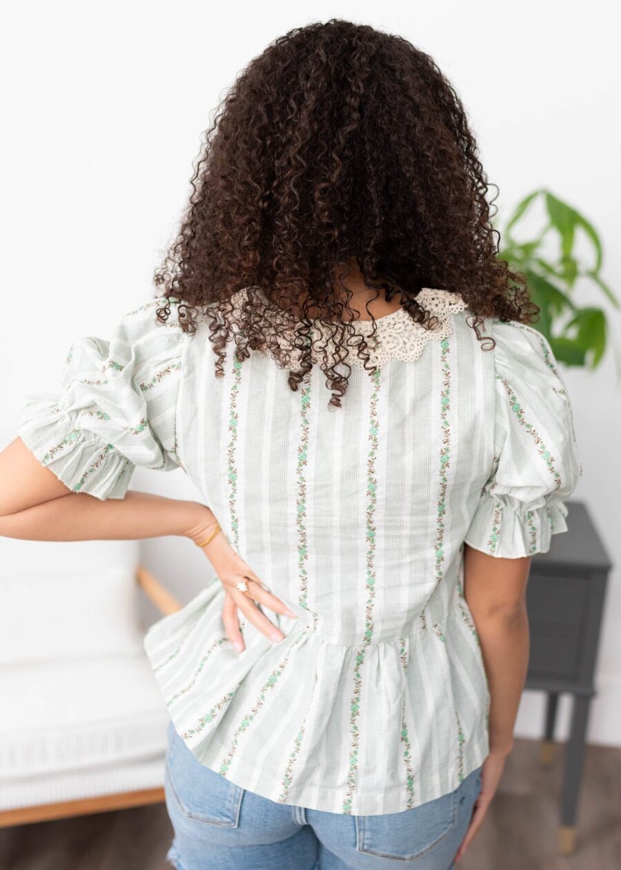 Opal Green Lace Top