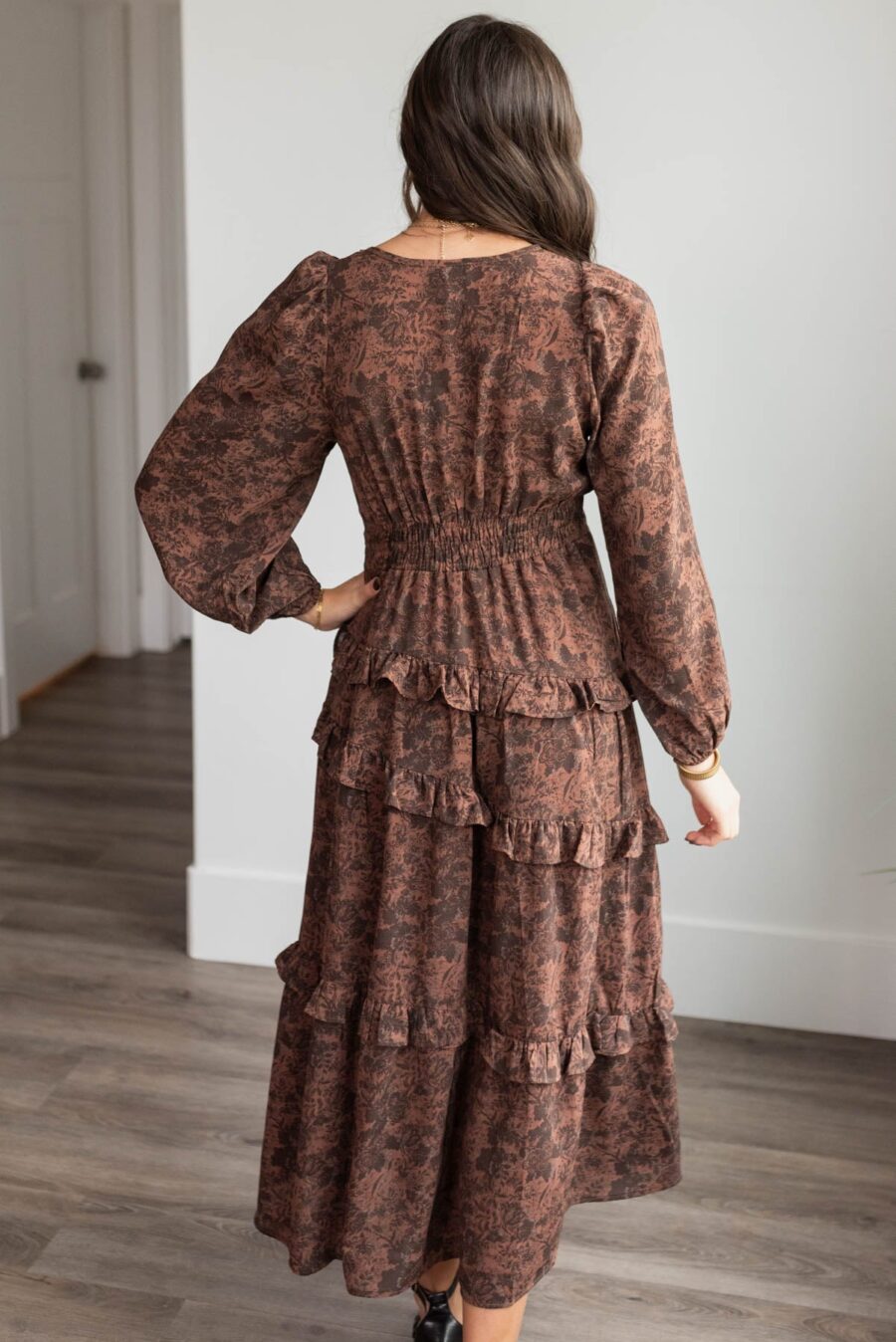 PaigeMahoganyFloralTieredDress_DSC8009.jpg Paige Mahogany Floral Tiered Dress