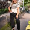 Raegan Black Striped Sweater Top