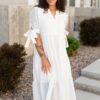 Reina White Gingham Dress
