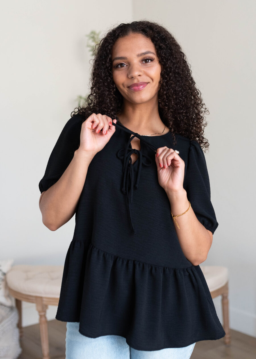 Sirena Black Tiered Blouse