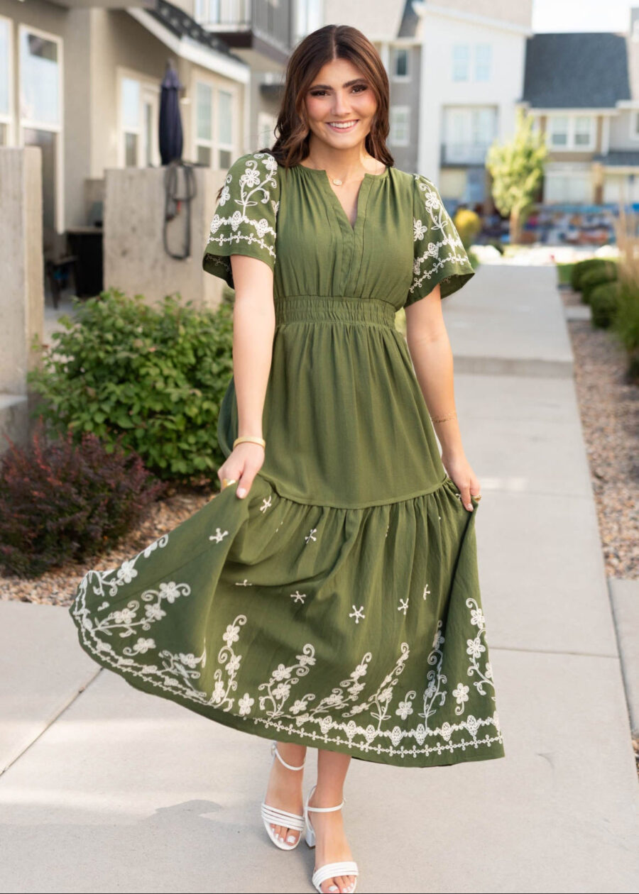 SofiaOliveEmbroideredDress_DSC4755.jpg Sofia Olive Embroidered Dress