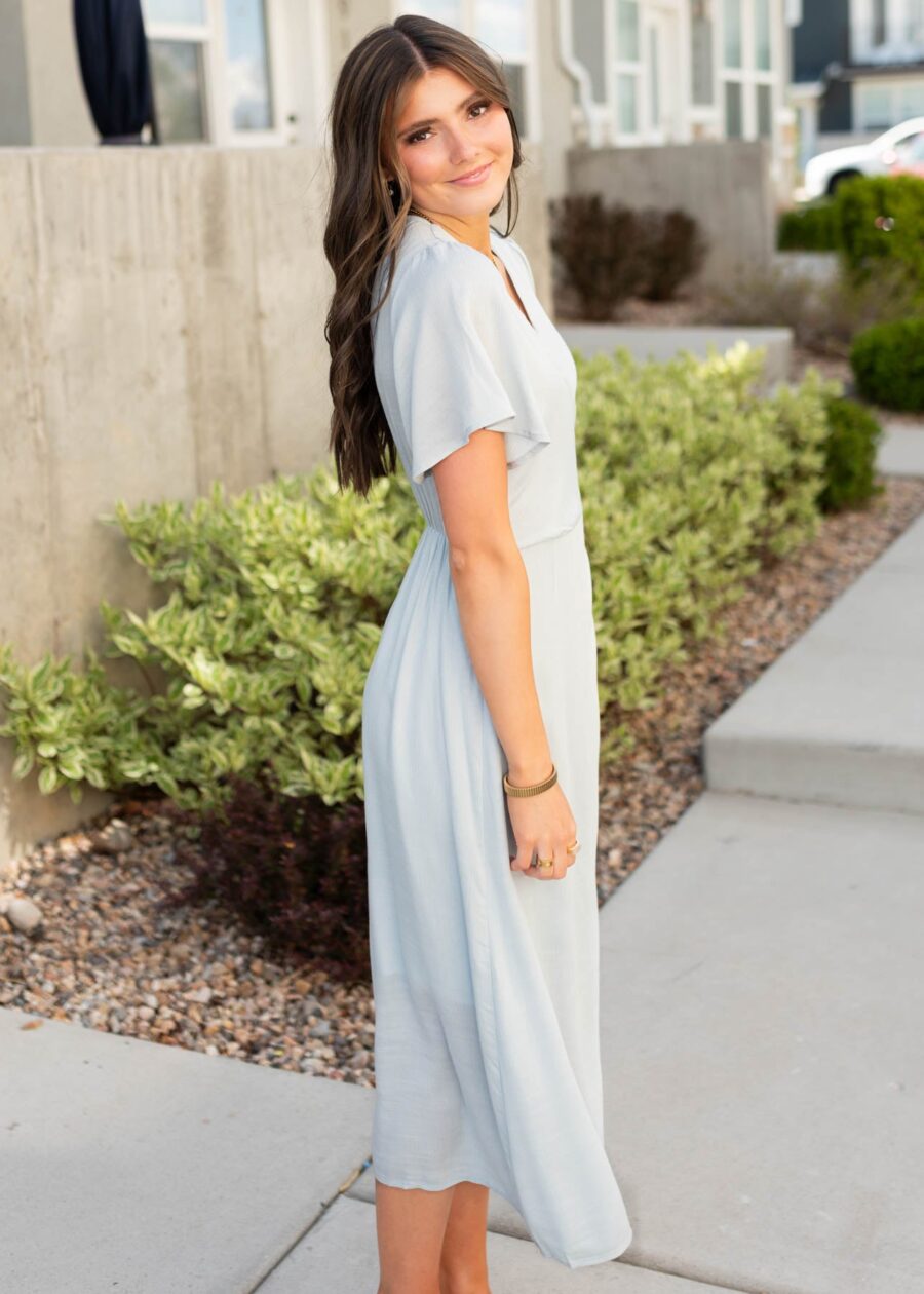 Sonya Dusty Blue Wrap Dress