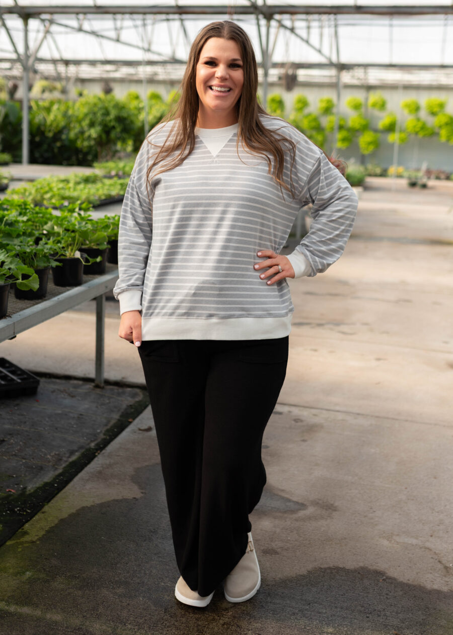 Tessa Grey Striped Pullover