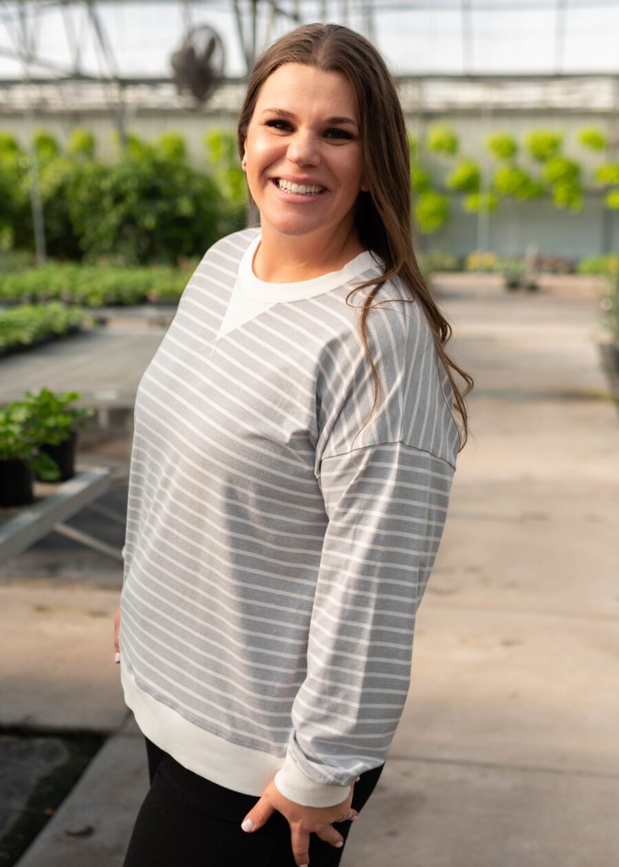 Tessa Grey Striped Pullover