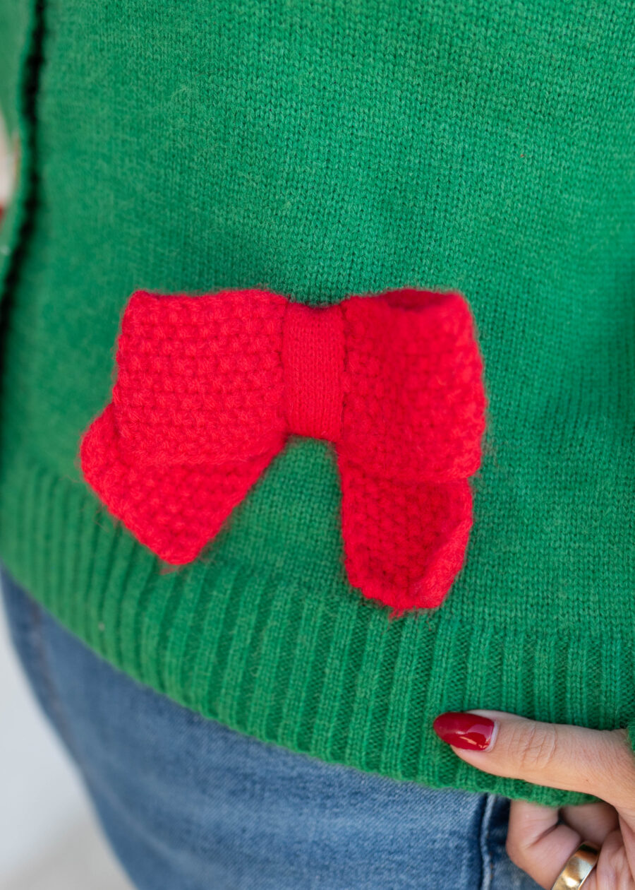 VeronicaGreenChristmasBowCardigan_DSC4549.jpg Veronica Green Christmas Bow Cardigan